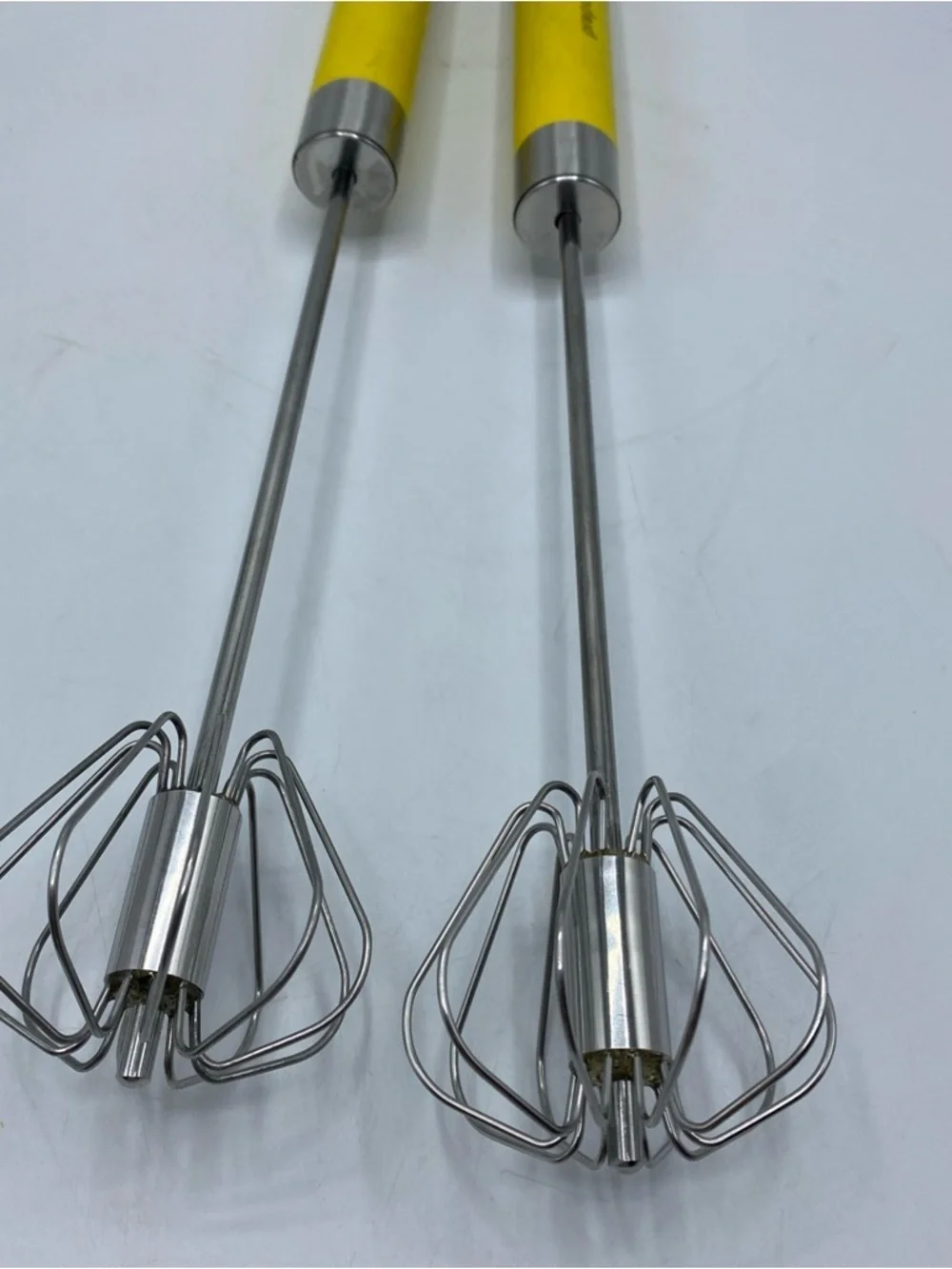 Prepology 2-Pack  Wire Push Whisks Hand Push 14” Yellow handle Kitchen Utensils